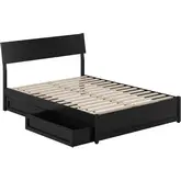 Norla Full Platform Bed & Storage Drawers in Black Finish Wood
