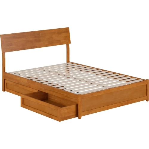 Norla Full Platform Bed & Storage Drawers in Light Toffee Finish Wood