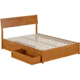 Norla Full Platform Bed & Storage Drawers in Light Toffee Finish Wood