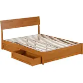 Norla Queen Platform Bed & Storage Drawers in Light Toffee Finish Wood