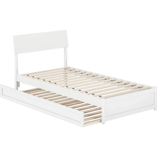 Norla Twin XL Platform Bed & Twin XL Trundle in White Finish Wood