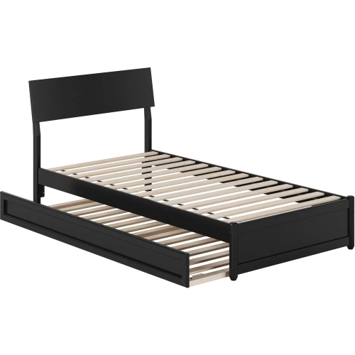 Norla Twin XL Platform Bed & Twin XL Trundle in Black Finish Wood