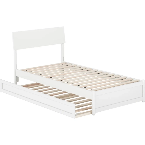 Norla Twin Platform Bed & Twin Trundle in White Finish Wood