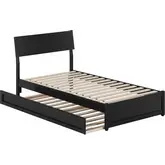 Norla Twin Platform Bed & Twin Trundle in Black Finish Wood