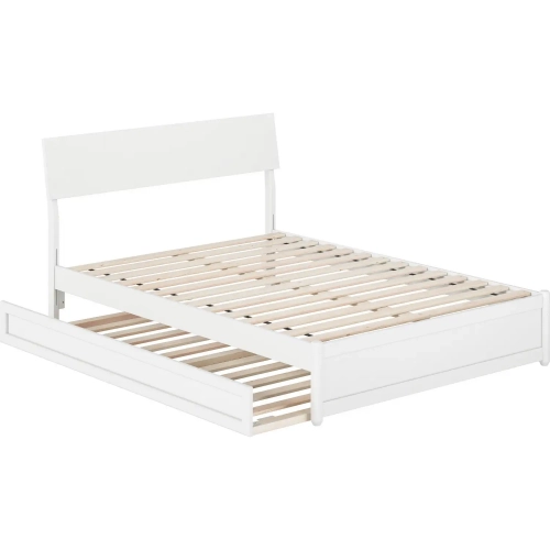 Norla Full Platform Bed & Twin Trundle in White Finish Wood