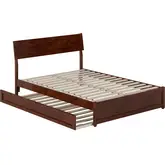 Norla Full Platform Bed & Twin Trundle in Walnut Finish Wood