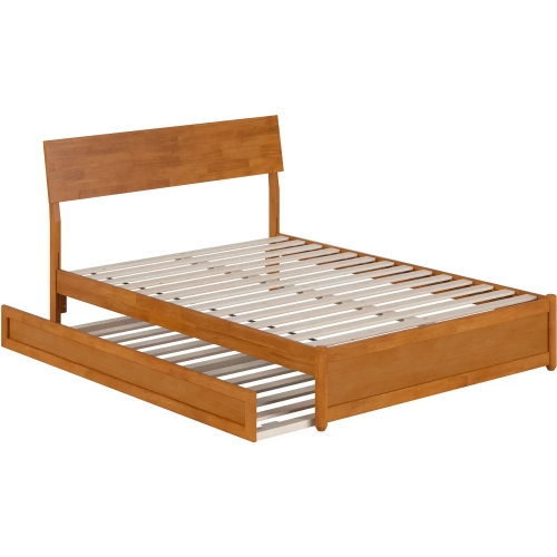 Norla Full Platform Bed & Twin Trundle in Light Toffee Finish Wood
