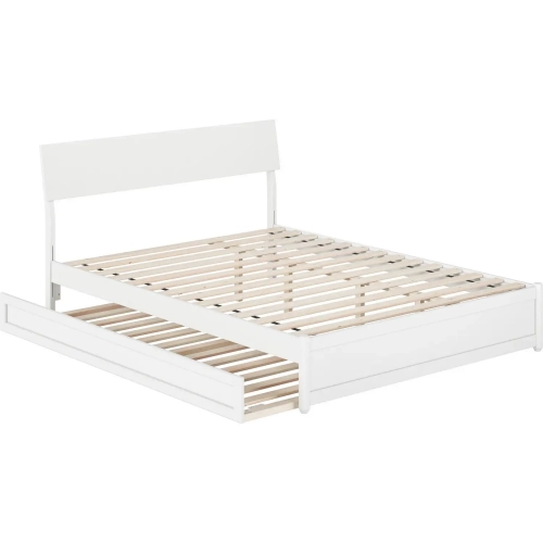 Norla Queen Platform Bed & Twin XL Trundle in White Finish Wood