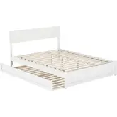 Norla Queen Platform Bed & Twin XL Trundle in White Finish Wood