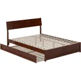Norla Queen Platform Bed & Twin XL Trundle in Walnut Finish Wood