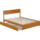 Norla Queen Platform Bed & Twin XL Trundle in Light Toffee Finish Wood