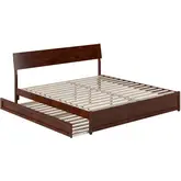 Norla King Platform Bed & Twin XL Trundle in Walnut Finish Wood