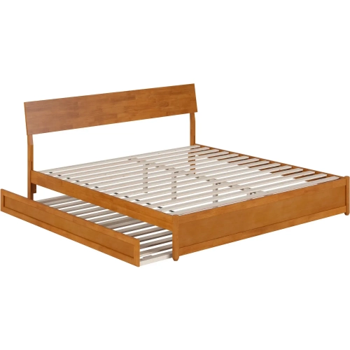 Norla King Platform Bed & Twin XL Trundle in Light Toffee Finish Wood