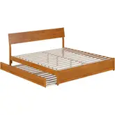 Norla King Platform Bed & Twin XL Trundle in Light Toffee Finish Wood
