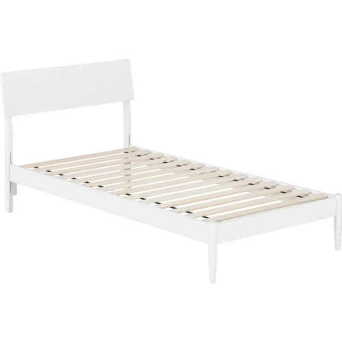 Bradford Twin XL Platform Bed in White Finish Wood