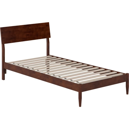 Bradford Twin XL Platform Bed in Walnut Finish Wood