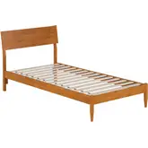 Bradford Twin XL Platform Bed in Light Toffee Finish Wood