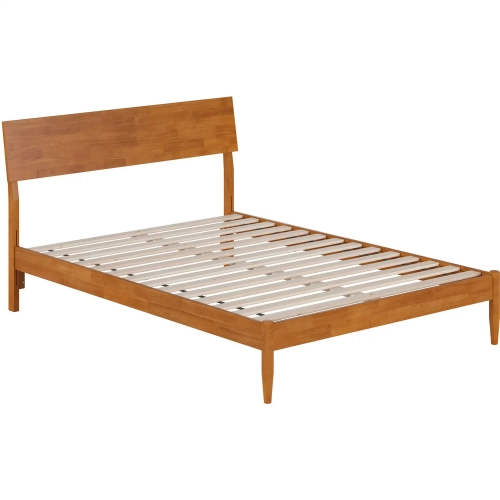 Bradford Full Platform Bed in Light Toffee Finish Wood