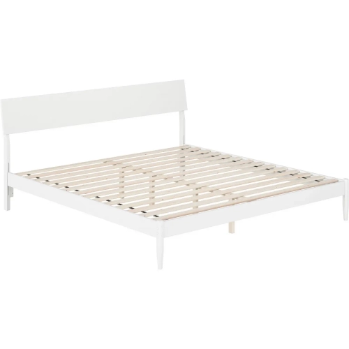 Bradford King Platform Bed in White Finish Wood