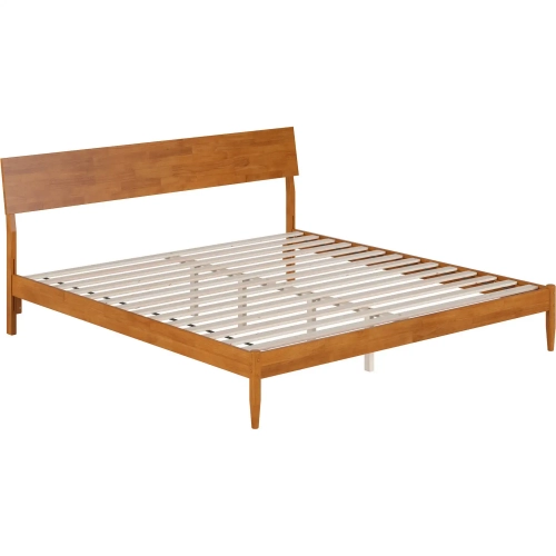 Bradford King Platform Bed in Light Toffee Finish Wood