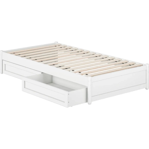 Barcelona Twin Panel Platform Bed with Drawers in White