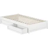Barcelona Twin Panel Platform Bed with Drawers in White