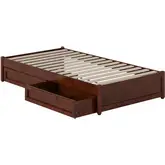Barcelona Twin Panel Platform Bed with Drawers in Walnut Finish