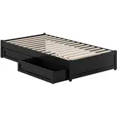 Barcelona Twin Panel Platform Bed & 2 Storage Drawers in Black Finish Wood