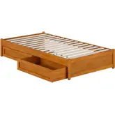 Barcelona Twin Panel Platform Bed with Drawers in Light Toffee