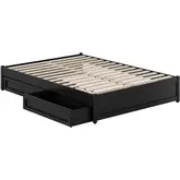 Barcelona Full Panel Platform Bed & 2 Storage Drawers in Black Finish Wood