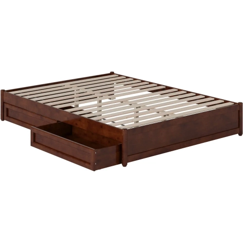 Barcelona Queen Panel Platform Bed with Drawers in Walnut Finish