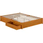 Barcelona Queen Panel Platform Bed with Drawers in Light Toffee