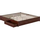 Barcelona King Panel Platform Bed with Drawers in Walnut Finish