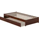 Barcelona Twin XL Panel Platform Bed with Twin XL Trundle in Walnut Finish
