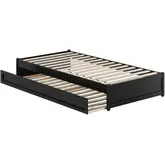 Barcelona Twin XL Panel Platform Bed & Twin XL Trundle in Black Finish Wood