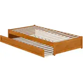 Barcelona Twin XL Panel Platform Bed with Twin XL Trundle in Light Toffee