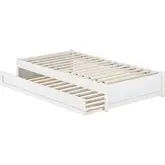 Barcelona Twin Panel Platform Bed with Twin Trundle in White