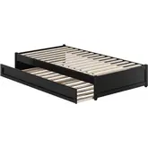 Barcelona Twin Panel Platform Bed & Twin Trundle in Black Finish Wood