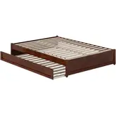 Barcelona Full Panel Platform Bed with Twin Trundle in Walnut Finish