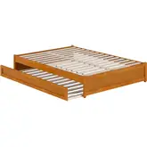 Barcelona Full Panel Platform Bed with Twin Trundle in Light Toffee