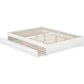 Barcelona Queen Panel Platform Bed with Twin XL Trundle in White