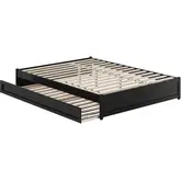 Barcelona Queen Panel Platform Bed & Twin XL Trundle in Black Finish Wood