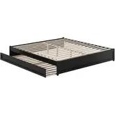 Barcelona King Panel Platform Bed & Twin XL Trundle in Black Finish Wood