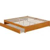 Barcelona King Panel Platform Bed with Twin XL Trundle in Light Toffee