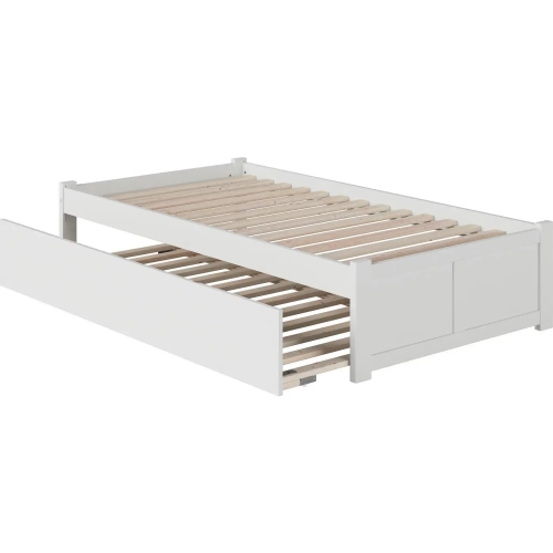 Concord Twin XL Bed with Footboard & Twin Extra Long Trundle in White