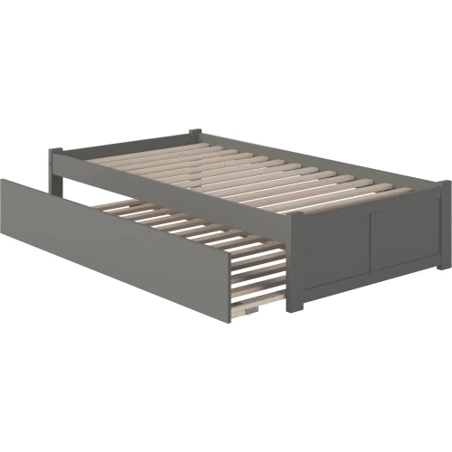Concord Twin XL Bed with Footboard & Twin Extra Long Trundle in Grey