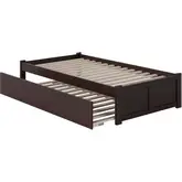 Urban Concord Twin Bed with Flat Panel Footboard with Trundle in Espresso