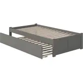 Concord Twin Platform Bed with Flat Panel Footboard & Trundle in Atlantic Grey