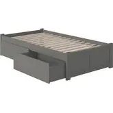 Concord Twin Platform Bed with Flat Panel Footboard & 2 Bed Drawers in Atlantic Grey