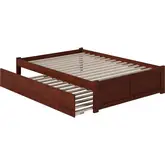 Urban Concord Full Bed with Flat Panel Footboard & Trundle in Antique Walnut